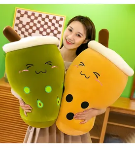 AUF LAGER Großhandel kawaii Niedlich Gefüllte Perle Tasse Form Spielzeug Blase Cartoon Milch tee Boba Plüsch tier