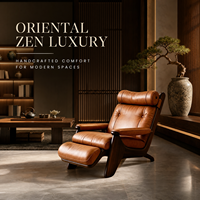Vintage-Stil Mittelalterliches Design Echtleder-Sofa Chaiselongue Sessel Holzbeine Rutschfeste Fußauflage für Wohnzimmer Balkon