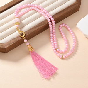 Rosario de Perlas de Vidrio de 6mm, 99 Piezas, Collar <span class=keywords><strong>Tasbih</strong></span> Musulmán, Collar de Rosario con Borla Religiosa Islámica, Venta al Por Mayor - Product Image 6