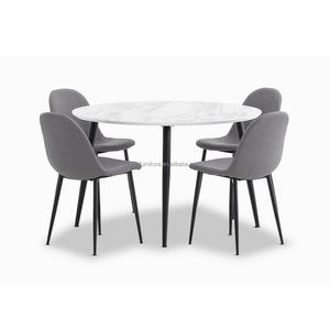 Simple Design MDF <strong>Marble</strong> <strong>Effect</strong> Round <strong>Table</strong> Top 4 Steel Black <strong>Table</strong> Legs <strong>Dining</strong> Room <strong>Table</strong> Size for 4 <strong>Chairs</strong> <strong>Dining</strong> Set - Product Image 4