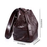 Sac seau en cuir vintage plissé avec cordon de serrage, grande capacité, décontracté, pour femme, en stock, marque privée