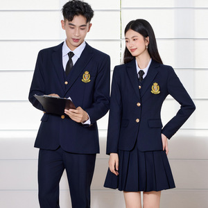 School Uniform Set Long Sleeve Black Preppy Style For Men And Women Fall 2025 Polyester Woven Unisex - Product Image 2