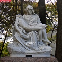Statue de la Pietà en marbre, sculpture religieuse personnalisée pour les églises catholiques, sculpture de la Lamentation de Christ par Michel-Ange, YOUFINE