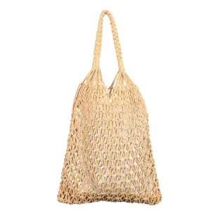 handmade cotton rope straw women hand bags vintage tassels crochet beach bags clutch purses and handbags ladies