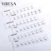 Tableau des formes de pierres précieuses en zircone cubique créées en laboratoire 5A avec options de coupe Radiant et de coupe ovale, 11 formes disponibles, outil de bijouterie