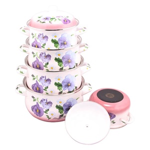 Olla de Hierro Fundido Esmaltada con Diseño Floral Completo y Logotipo Personalizado, Juego de Utensilios de Cocina Esmaltados - Product Image 3