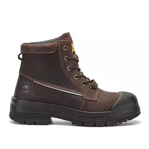 Bota de seguridad de cuero de Caballo loco de corte alto rojo marrón, <span class=keywords><strong>botas</strong></span> de seguridad <span class=keywords><strong>botas</strong></span> de trabajo para hombres - Product Image 3