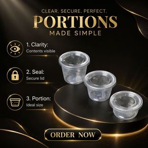 Gobelet à sauce en plastique transparent avec couvercle, récipient jetable pour assaisonnements, service alimentaire - Product Image 5