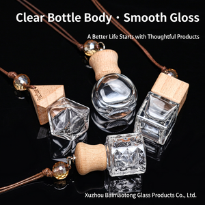 Diffuseur de voiture en verre transparent, flacon pour huiles essentielles, porte-parfum aromatique avec bouchon en bois - Product Image 2
