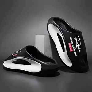 รองเท้าแตะลำลองแบบสวมเปิดนิ้วเท้า ดีไซน์สวย สีสันหลากหลาย สีดำ โลโก้สั่งทำได้ เหมาะสำหรับฤดูร้อน สำหรับผู้ชายและผู้หญิง - Product Image 1