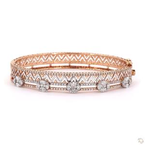 Bracelet tennis élégant en or, argent et or rose avec diamants pour femme, bijou de créateur stylé, accessoire de luxe confortable - Product Image 1