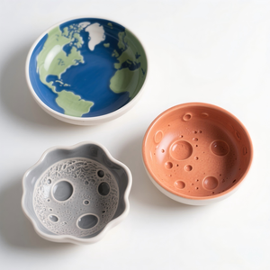 Cendrier en céramique Planètes avec couvercle, Cendrier créatif Lune & Mars, Décoration d'intérieur sur le thème spatial, 4.3x4.3x3.5 pouces - Product Image 5