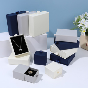 Sang trọng cao cấp cứng nhắc hộp các tông đồ trang sức vòng cổ hộp trượt ngăn kéo kéo giấy lưu trữ Vòng màu xanh lá cây bông tai bao bì hộp - Product Image 3