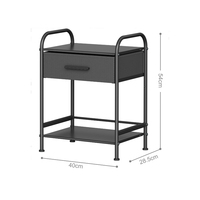 Mueble de Noche con Cajones de Almacenamiento y Marco de Madera Abierto, Mesa de Noche con Estructura de Acero, Mesa Auxiliar para Dormitorios y Residencias Estudiantiles