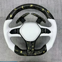 Setir Kemudi Flat Bottom Serat Karbon LED untuk Infiniti G35 2004-2007 Kulit Berlubang Hitam 375mm