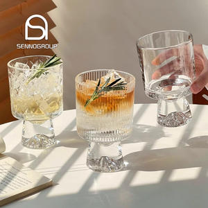 Verre à <span class=keywords><strong>whisky</strong></span> gravé diamant, coupe à dessert, fond épais, pour une vue panoramique sur la montagne - Product Image 1