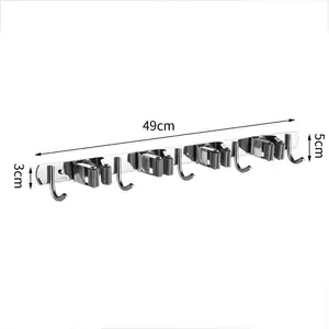 Zxx Multifunctionele 4 Rekken 5 Haken Muurbevestiging Dweilhaak En Bezemhouder Voor Opberggereedschap