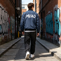 Blouson Bomber Homme Col Montant Zippé Décontracté Patchwork Motif Lettres Imperméable Coupe-Vent Manches Longues Fabricant OEM ODM