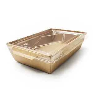 Индивидуальная одноразовая крафт-упаковка для пищевых продуктов Kingwin, большая коробка для пищевых продуктов из крафт-бумаги с крышкой
