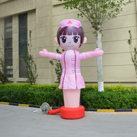 Costume de mascotte gonflable personnalisé en tissu Oxford, résistant à l'eau, avec personnage infirmière de dessin animé agitant la main, pour publicité professionnelle