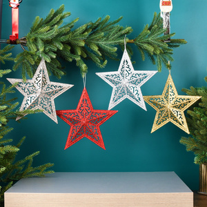 Étoile de Noël scintillante en plastique de 26 cm, décoration suspendue en forme de boule pour sapin, fournitures d'ornements. - Product Image 2