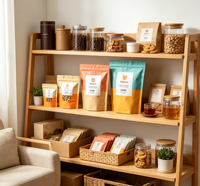 Sachets personnalisés imprimés de qualité alimentaire avec fermeture éclair, anti-odeur, en plastique, avec fenêtre, pour noix, snacks et aliments pour animaux de compagnie