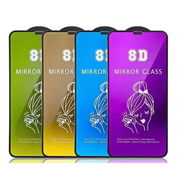Full Covered Colorful 8D mobile glass 9h anti shock tempered glass mirror screen protector for iphone 13 12 mini pro max 11/xs