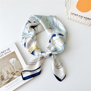 Nouvelle haute qualité <span class=keywords><strong>jasmin</strong></span> pivoine fleur motif écharpe en gros mode soie-comme les femmes 70 <span class=keywords><strong>Satin</strong></span> foulards carrés - Product Image 5