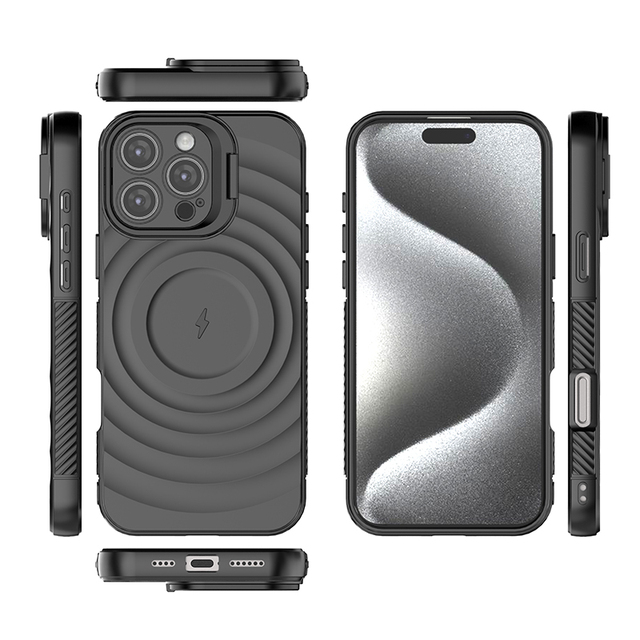 New Arrival Magnetic Wireless Charging Soft Tpu Camera Kickstand Phone case Cover for iphone 17 air Pro Max 15 14 12 13 16 Plus