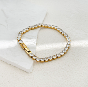 <span class=keywords><strong>Bracciale</strong></span> in <span class=keywords><strong>oro</strong></span> 18 carati bianco chian placcato in acciaio inossidabile con zirconi Baby Star - Product Image 4