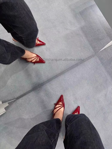Sandales à talons hauts fines rouge bordeaux pour robe, escarpins personnalisés à bride arrière pour femme - Product Image 5