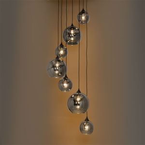 Lampe suspendue Art déco nordique verre fumé 8 lumières salon lustre en verre soufflé à la main verre pour salle à manger - Product Image 2