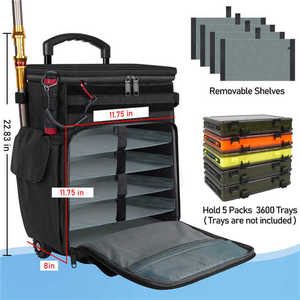 Bolsa Impermeable para Cañas de Pescar, Bolsa de Almacenamiento de Aparejos de Pesca con Ruedas para Campamento al Aire Libre, Mochila para Cajas de Aparejos de Pesca - Product Image 1