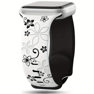<span class=keywords><strong>Correa</strong></span> de reloj de pulsera de silicona con grabado de flores de dos colores para <span class=keywords><strong>Apple</strong></span> IWatch Series 11 10 9 8 7 6 <span class=keywords><strong>SE</strong></span> Ultra 2 Band 45/46/49mm - Product Image 2