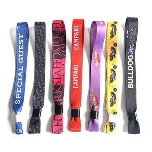 2023 Factory Events Festival Wrist Band Machines Custom One Time Use Cloth Woven Wristband With Plastic Lock