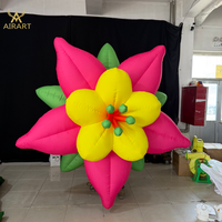 Sculpture de fleurs gonflables colorées avec feuilles vertes, décoration de plantes gonflables géantes pour l'extérieur, pour les fêtes, les mariages et les événements