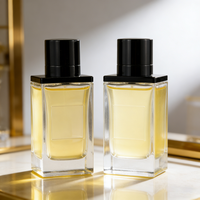 Vente en gros de flacons de parfum en verre de luxe carrés et rectangulaires de 30 ml, 50 ml, 100 ml avec bouchon magnétique et vaporisateur ultra-fin, couvercle en métal noir