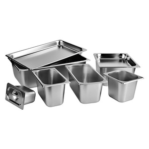 Vuông chậu gn Pan nhà bếp 304 thép không gỉ 1/9 1/6 1/4 1/3 khay thức ăn chafing tự chọn gastronorm lưu vực container - Product Image 1