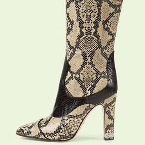 <span class=keywords><strong>Stivali</strong></span> lunghi da donna MOQ inferiori <span class=keywords><strong>stivali</strong></span> da donna con stampa serpente in pelle vegana con tacco largo - Product Image 2