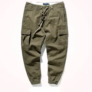 Professional garment factory Custom Cotton olive green men cargo trousers outdoor men clothing cotton pants