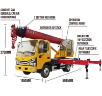 Mini-grue chinoise de 5 tonnes avec télécommande, bras télescopique, moteur Weichai, grue sur camion à vendre