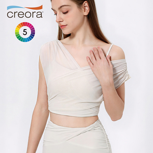 Tops y sujetadores de malla duraderos de moda de alta calidad, camiseta sin mangas semitransparente con cuello en V Cruzado dos en uno para mujer - Product Image 2