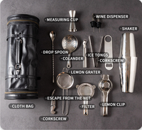 Kit barman avec support Ensemble de shaker à cocktail en métal pour magasins de cadeaux et bars Ensemble de bar complet avec présentoir