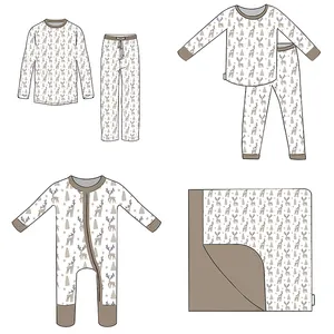 Organic Bamboo Christmas Matching Family Pajamas Customize Matching Holiday Pajama Set Wholesale Family Loungewear Mommy And Me