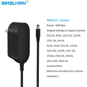 Simsukian SK03T 24v 1a Adaptor 110v Input Ul Power Adapter Adapter12v2a
