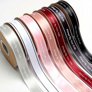 Custom Logo Delicate 2.5cm Printed Satin <b>Ribbon</b> for Holiday <b>Gift</b> Packaging 50 Yards/Roll - Product Image 1