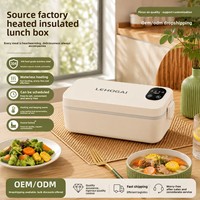 Kotak Makan Siang Termal Stainless Steel 304 Pemanas Listrik Dapat Diisi Ulang USB Anti Bocor Dapat Digunakan di Microwave Portabel Fungsi Timer untuk Luar Ruangan