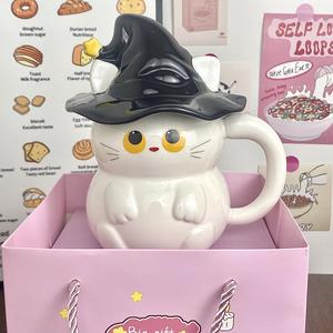 Cat Witch Cup Ceramic Cartoon <b>Mug</b> Halloween Party Drinkware Couple <b>Mugs</b> - Product Image 2