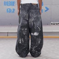 Pantalon en jean 100% Coton, Design Original, Imprimé Hip Hop Armor, avec Strass et motif couteau courbé, Taille mi-haute, Taille XL, Style brodé sur le devant
