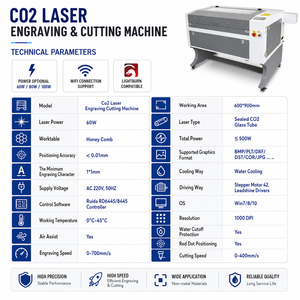 Machine de découpe laser automatique de bureau 6090, 60W 80W, graveur laser CO2 pour petites entreprises, pour papier, caoutchouc, bois - Product Image 1